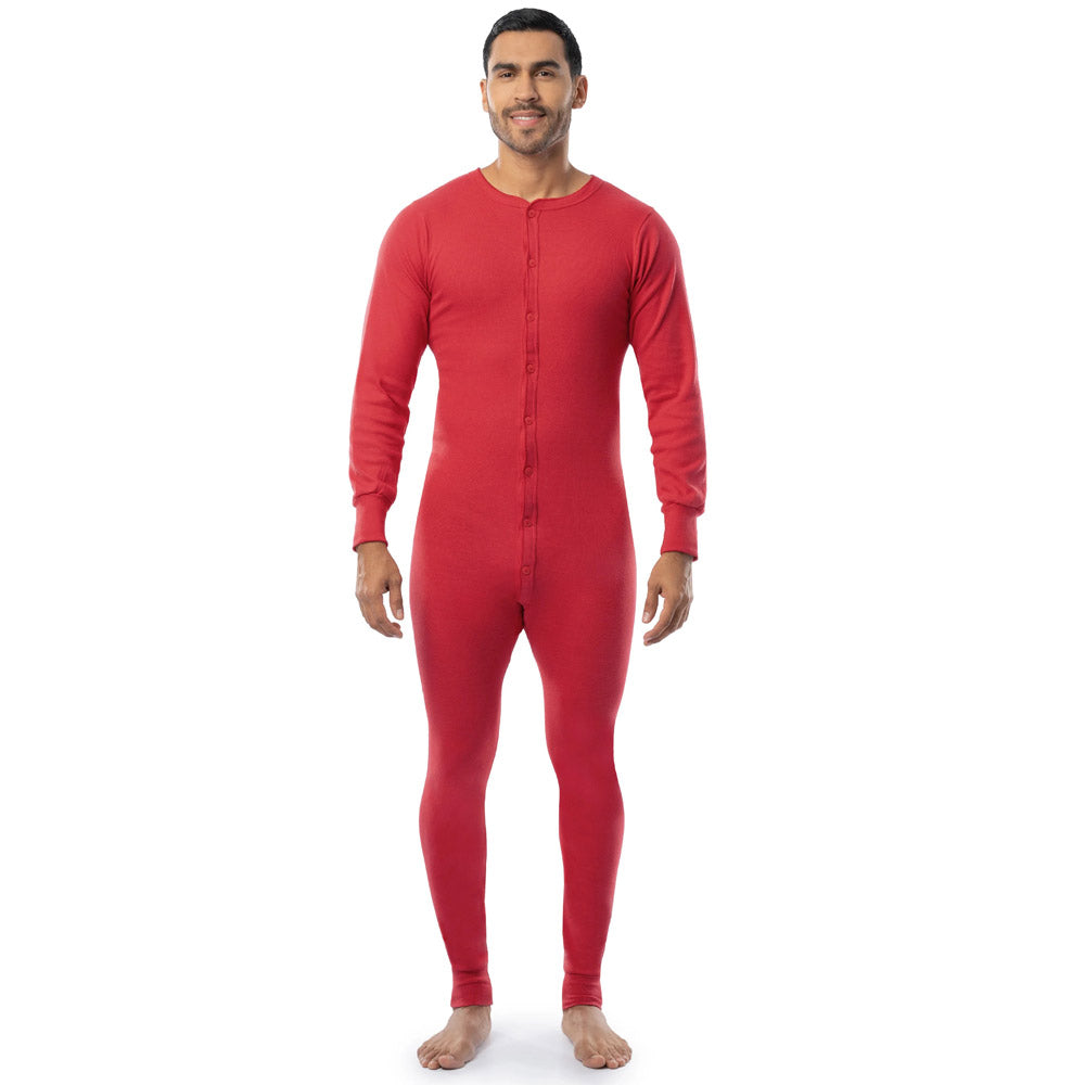 Classic Rib Knit Union Suit Red