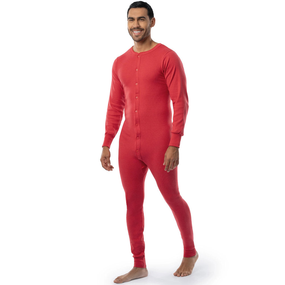 Classic Rib Knit Union Suit Red