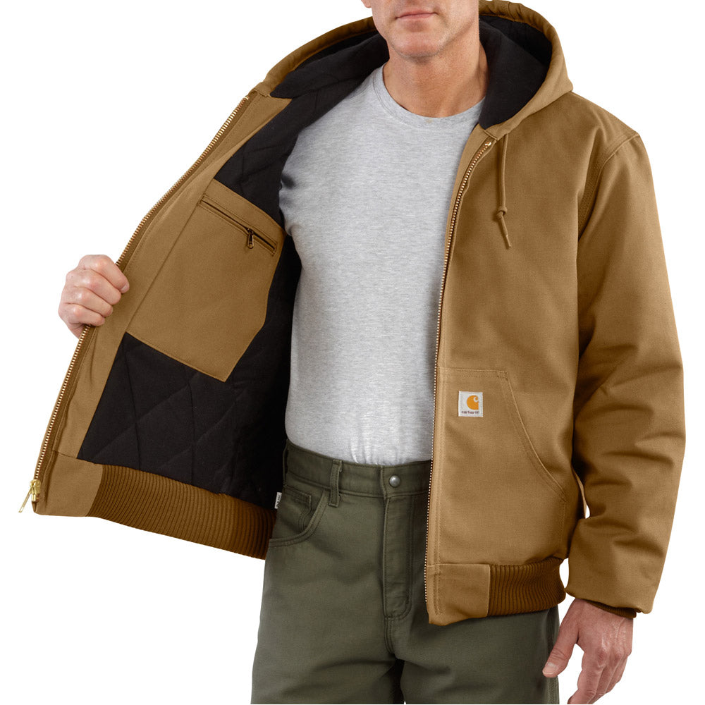 ジャケット・アウター Carhartt Carhartt Men's Duck Active Jac - Quilted-Flannel Lined Hooded Jacket