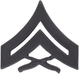 Corporal Black Metal Marine Corps Insignia