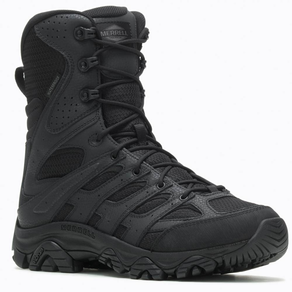 Merrell Moab 3 Black Waterproof 8-inch Zip Tactical Boot