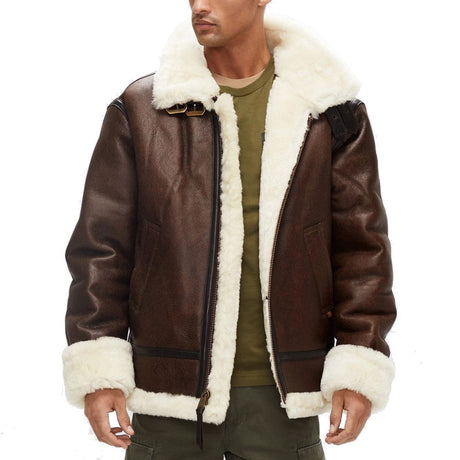 Alpha Industries B-3 Sherpa Leather Bomber Jacket