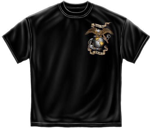 Rustic Semper Fidelis USMC T-shirt - Black