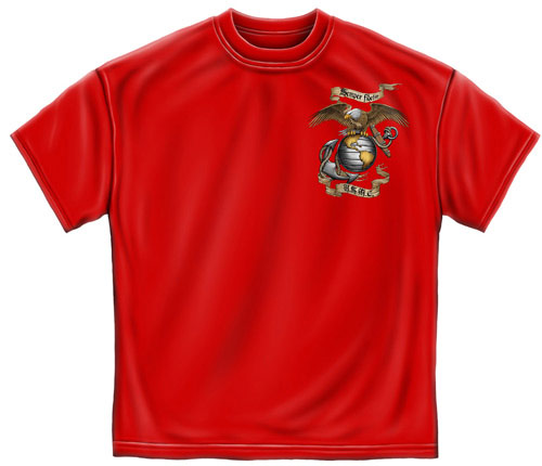 Rustic Semper Fidelis USMC T-shirt - Red