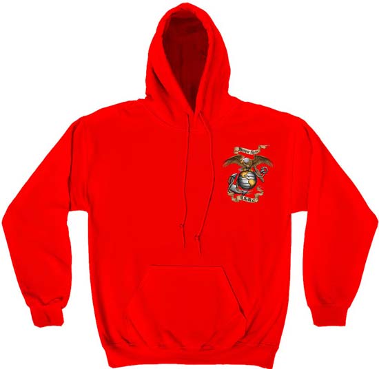 Rustic Semper Fidelis USMC Hoodie - Red