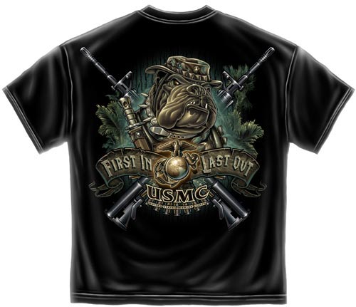 First in Last Out USMC in the Bush T-shirt