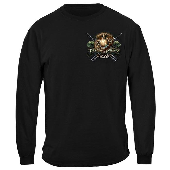 First in Last Out USMC T-shirt - Long Sleeve