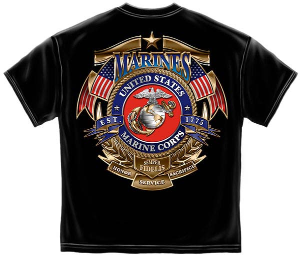 USMC Badge of Honor Semper Fi T-Shirt - Black