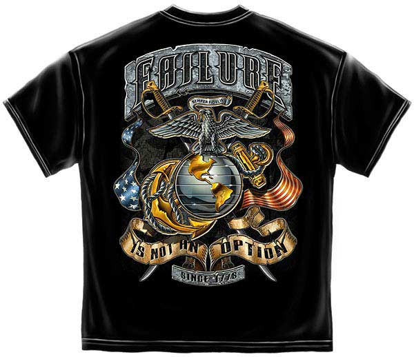 USMC Failure Is Not An Option T-Shirt - Black