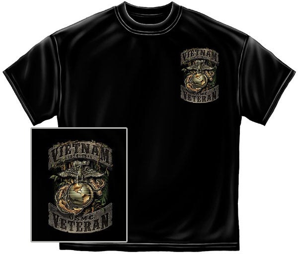 USMC Vietnam Vet Proud to Serve T-Shirt - Black