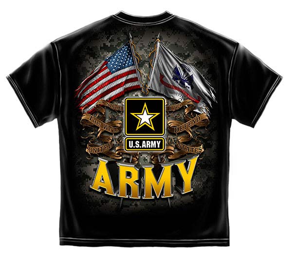 US Army Double Flag T-Shirt - Black