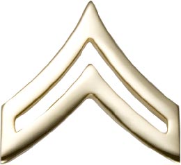 Brass Corporal Army Rank Insignia Set