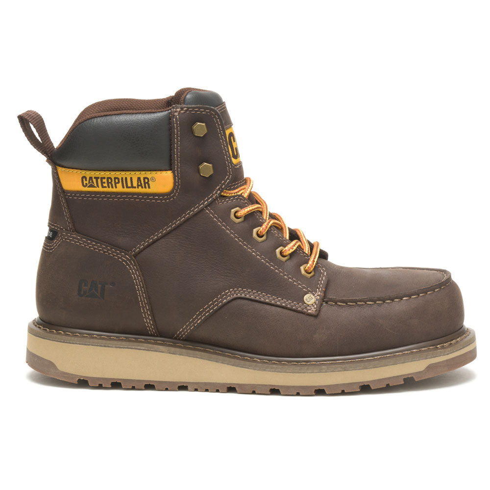 CAT Calibrate Brown 6-Inch Steel Moc Toe Wedge Men's Work Boot