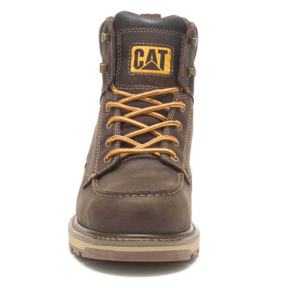 CAT Calibrate Brown 6-Inch Steel Moc Toe Wedge Men's Work Boot