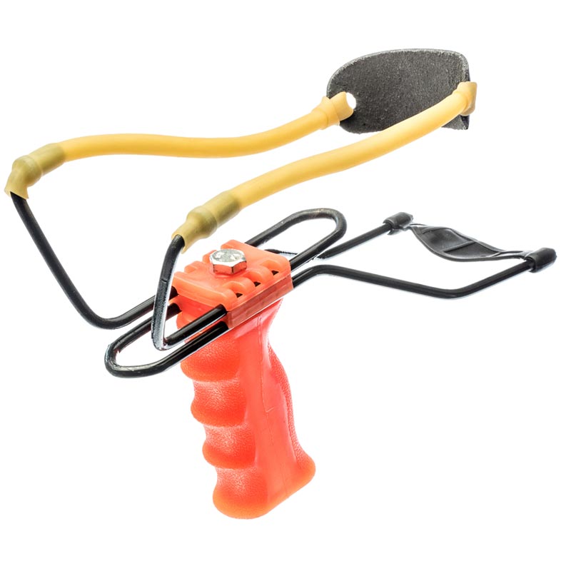 SE Orange Wrist-Brace Slingshot with Sturdy Iron Frame and Molded Grip