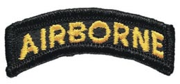 Airborne Tab Full Color Gold on Black Army Patch