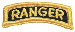 Ranger Tab Full Color Gold on Black Army Patch