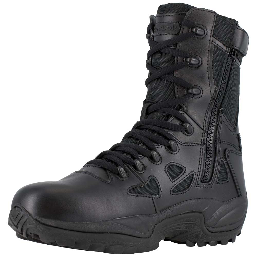 Reebok Rapid Response 8 inch Waterproof Black Side Zip Tactical Boots - RB8877