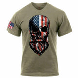 Rothco Full-Color US Flag Bearded Skull T-Shirt