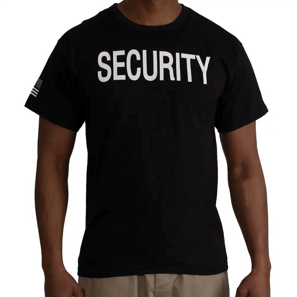 Double Sided Security T-Shirt with US Flag on Sleeve