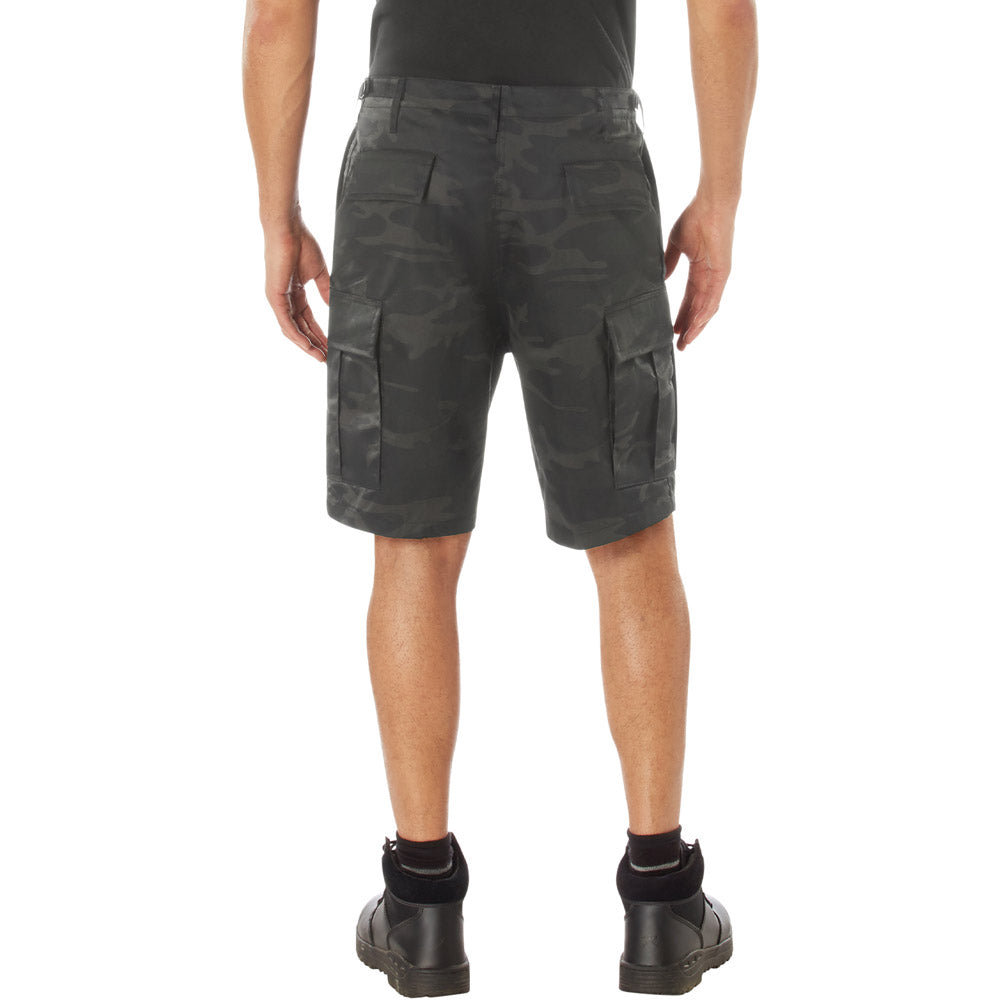 Midnight Black Camo Military Cargo Shorts