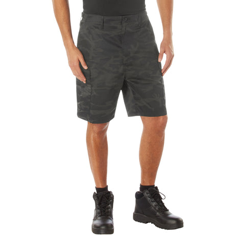 Midnight Black Camo Military Cargo Shorts