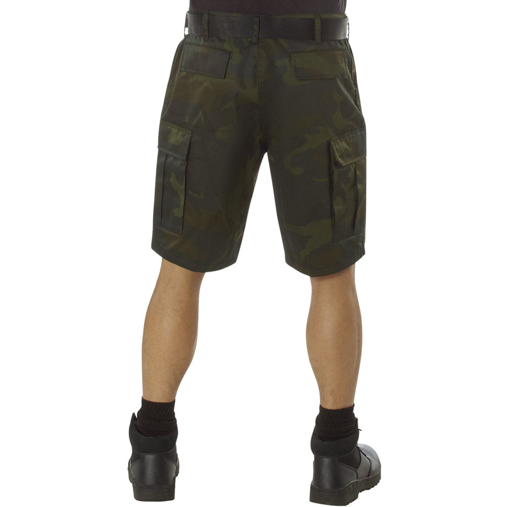 Midnight Woodland Camo Military Cargo Shorts