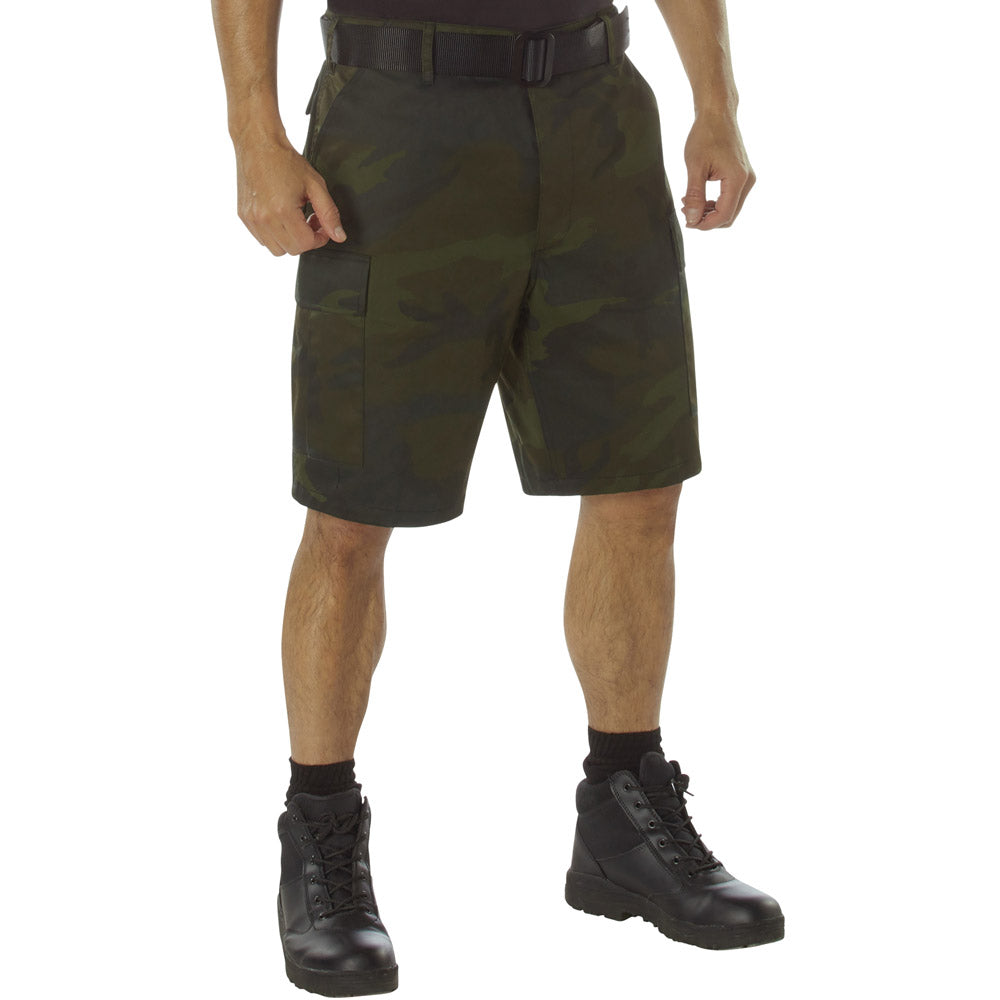 Midnight Woodland Camouflage Military BDU Cargo Shorts