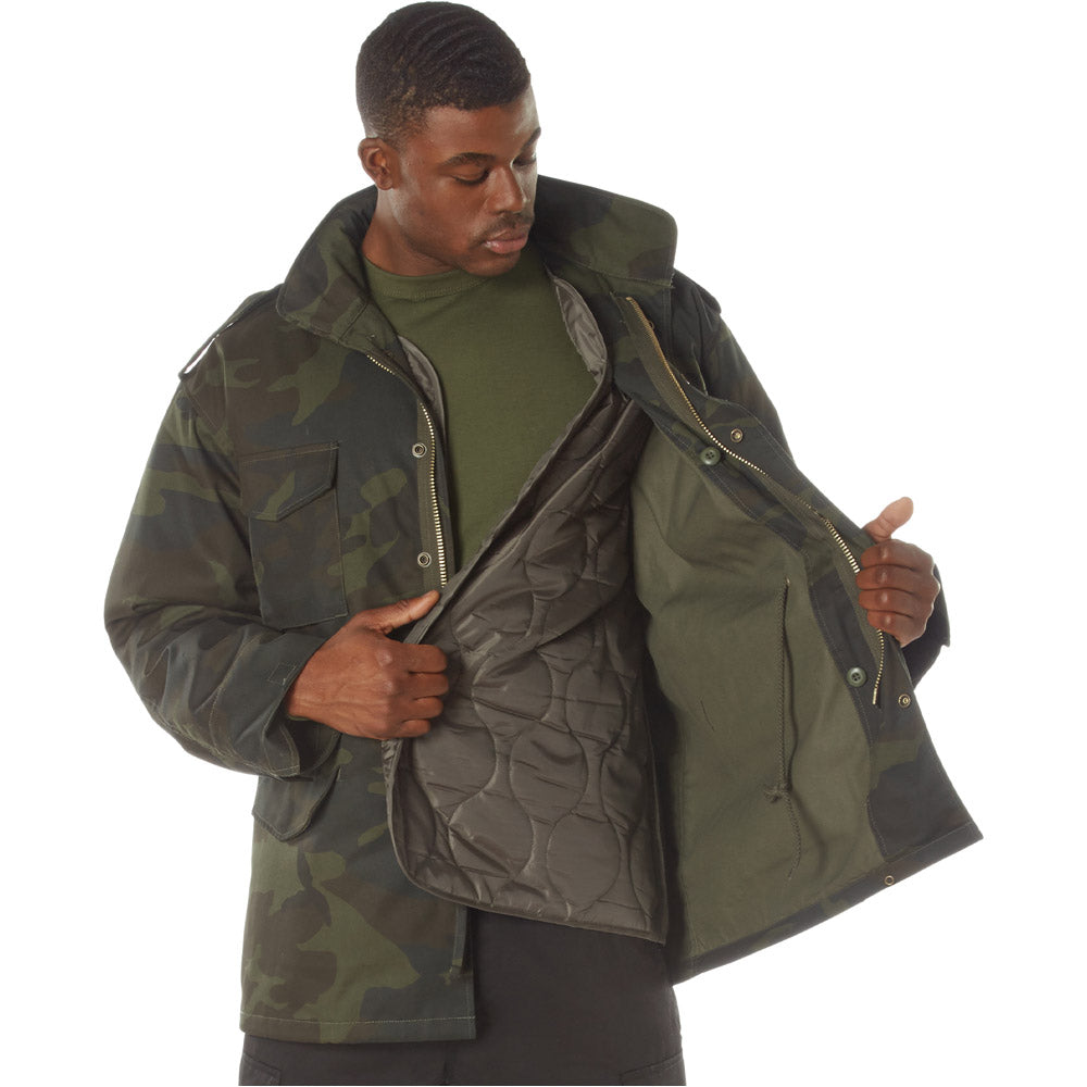 Midnight Woodland Camo M-65 Field Jacket with Liner