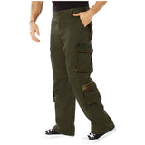 Vintage Olive Drab Military Cargo Pants with Camo Accents