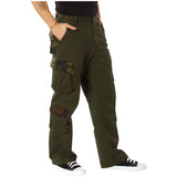 Vintage Olive Drab Military Cargo Pants with Camo Accents