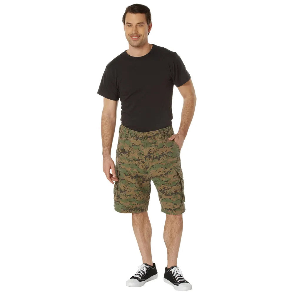 Vintage Woodland Digital Camo Cargo Shorts