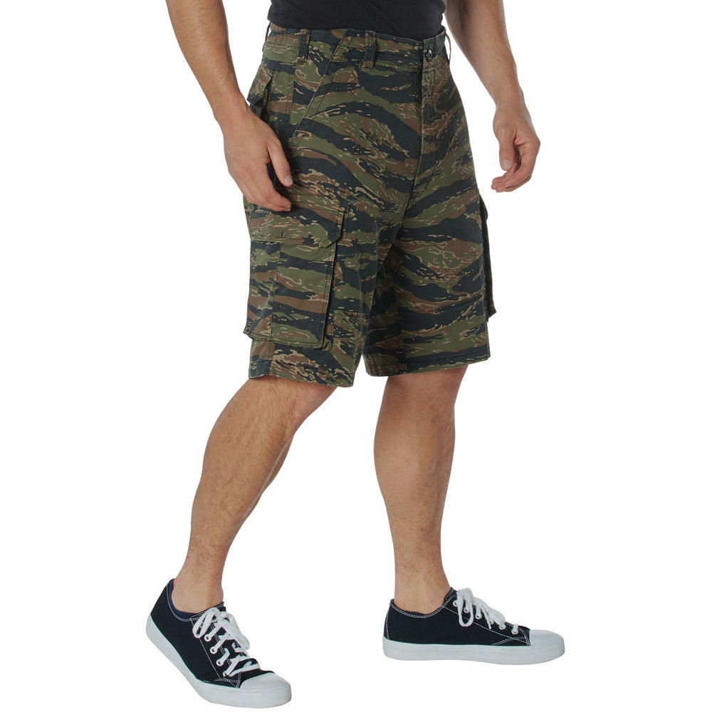 Vintage Tigerstripe Camo Military Paratrooper Cargo Shorts