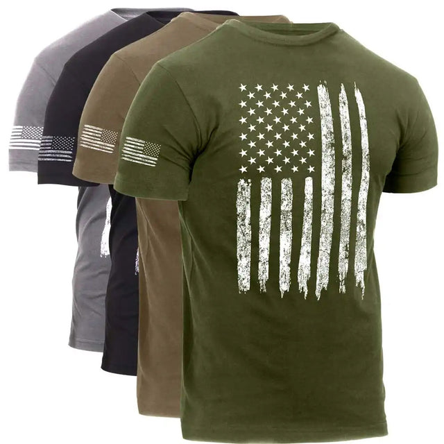 Men's Distressed American Flag T-Shirt