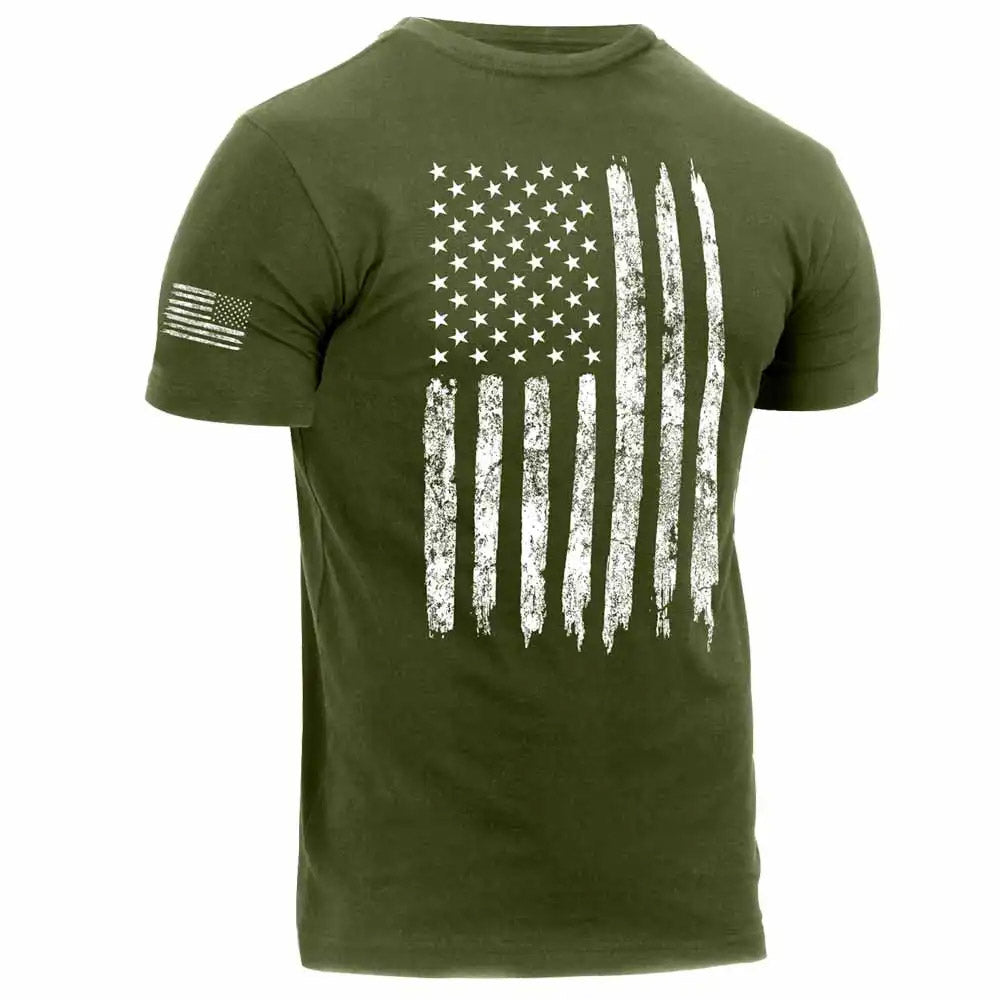 Men's Distressed American Flag T-Shirt