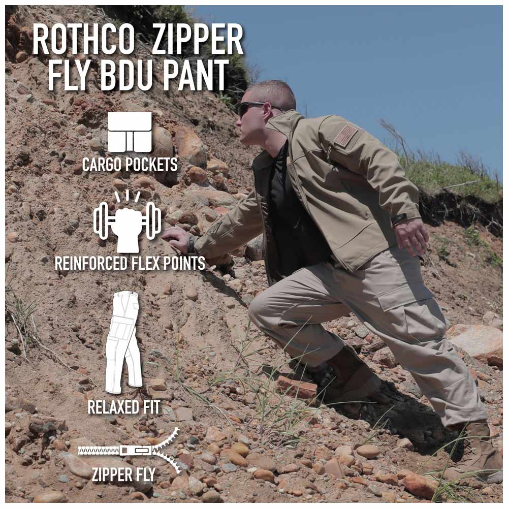 Relaxed Fit BDU Fatigue Pants with Zipper Fly