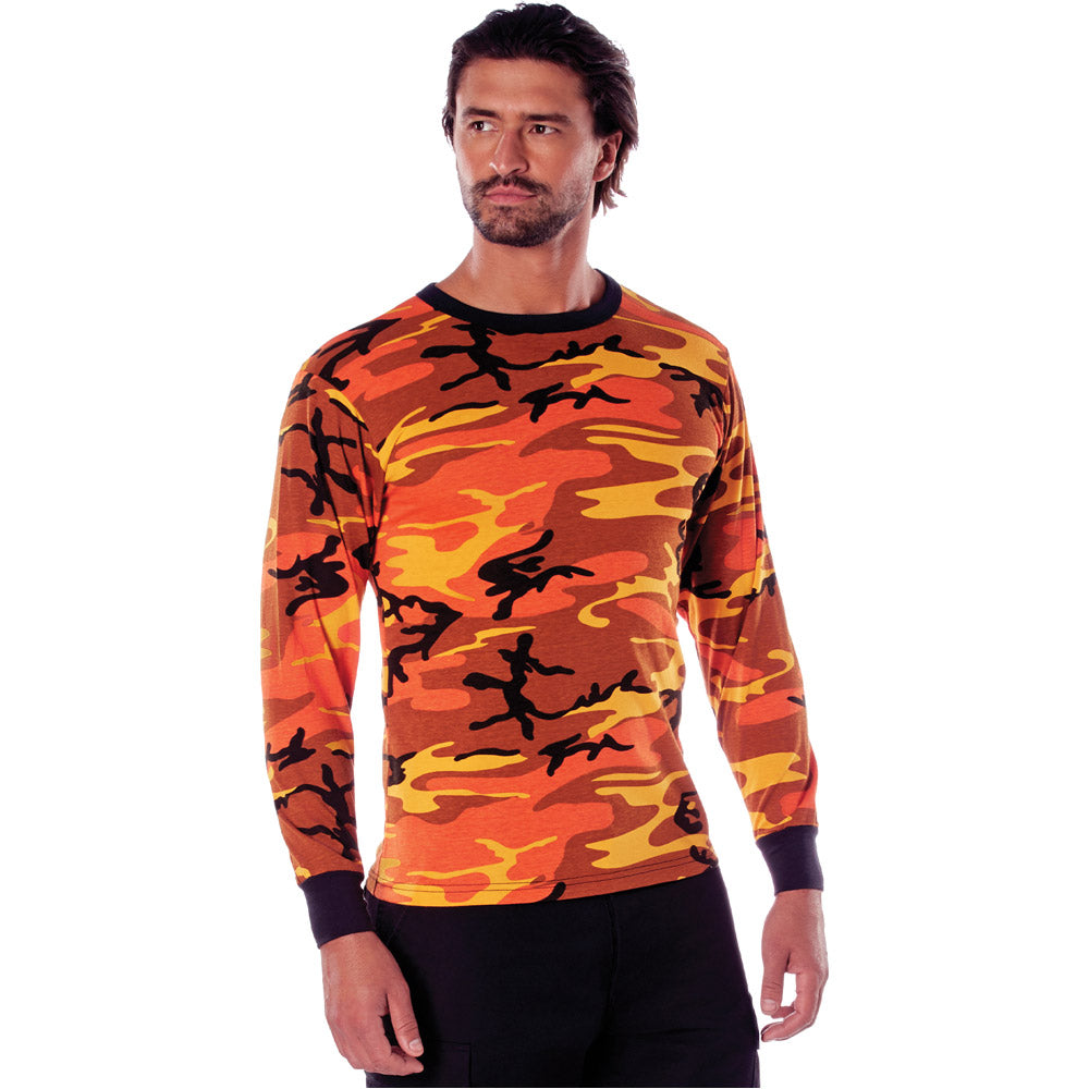 Orange Camouflage Long Sleeve Shirt