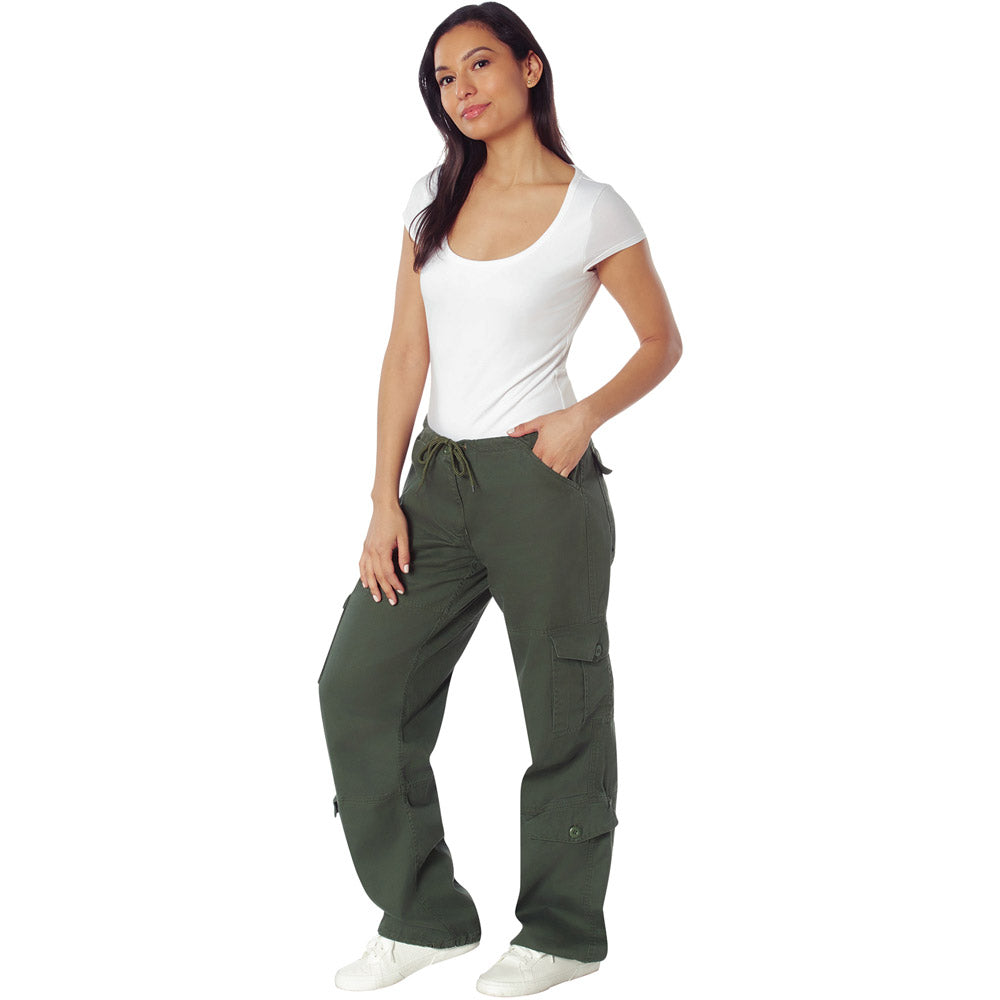 Women's Olive Drab Vintage Paratrooper Cargo Pants