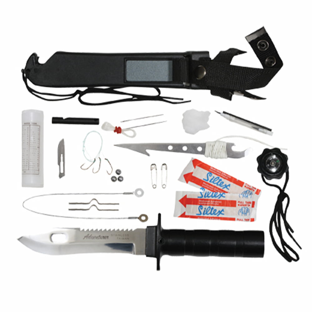 Adventurer Black Fixed Blade Survival Knife Kit