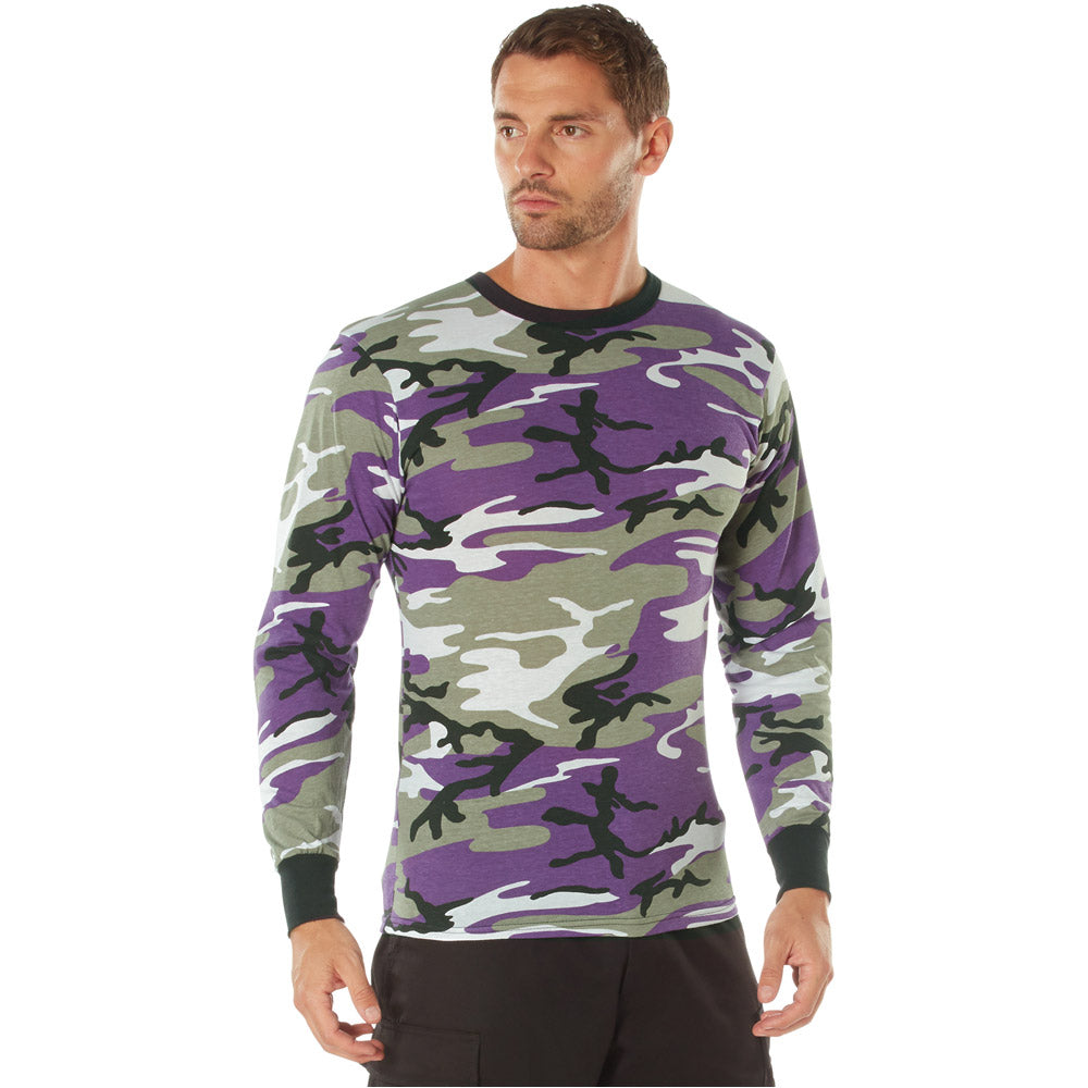Tシャツ・カットソー RONRON MILKY WAY CROP T SHIRT CAMOUFLAGE RR25BST4291CF Purple Camouflage Long Sleeve Shirt