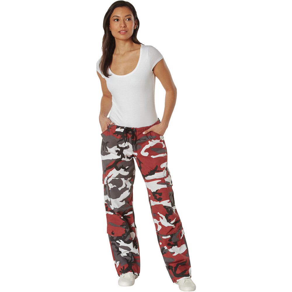 Women's Red Camo Paratrooper Fatigue Pants