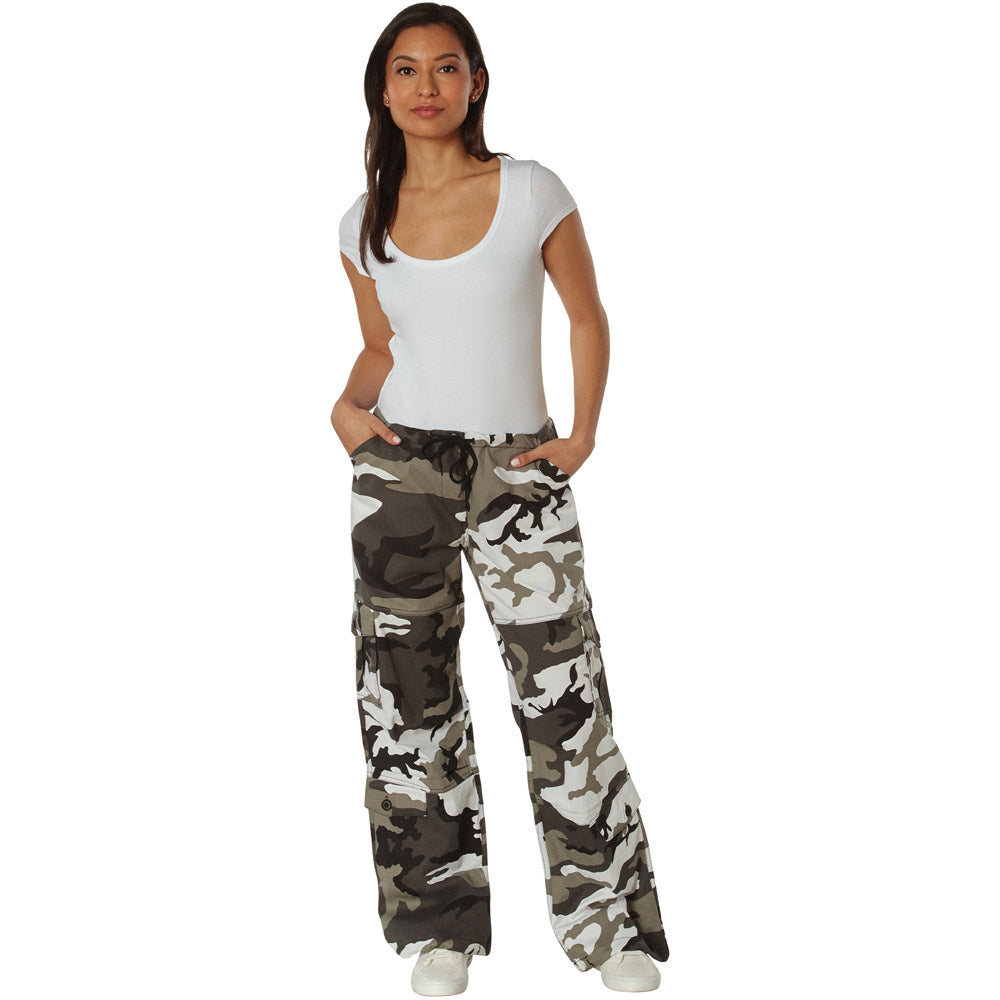 Women's Black and White Camouflage Paratrooper Pants