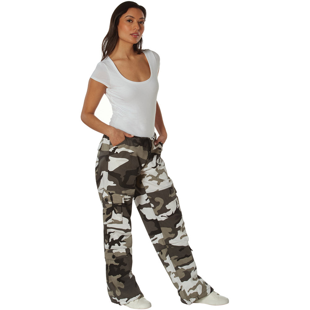 Women's Black and White Camouflage Paratrooper Pants