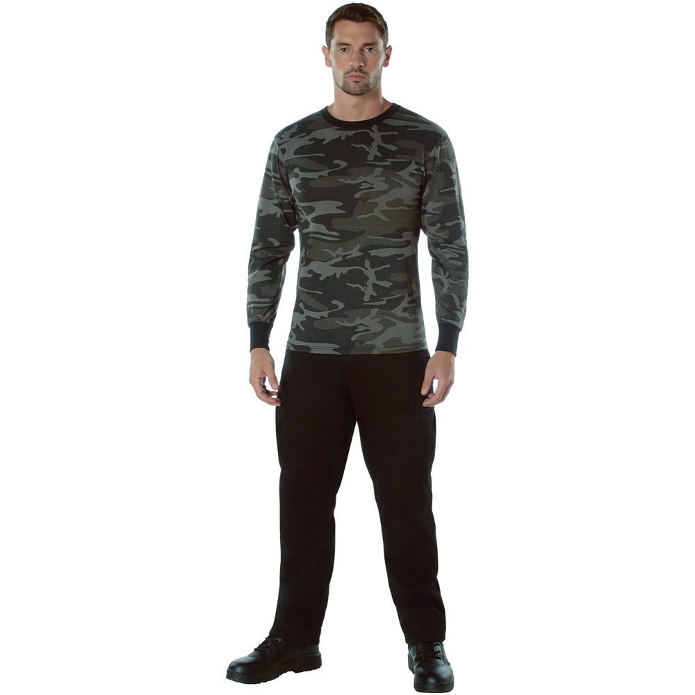 Black Camo Long Sleeve Men's T-Shirt