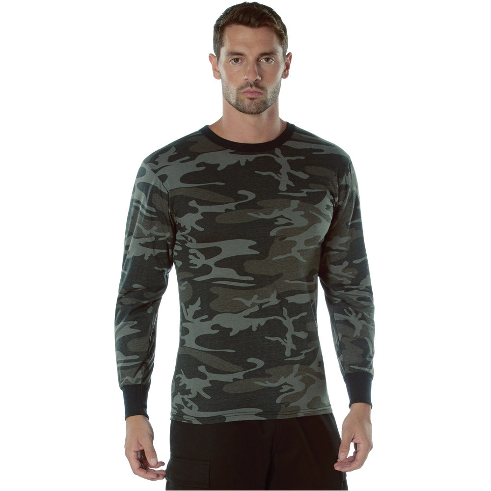 Black Camo Long Sleeve Men's T-Shirt