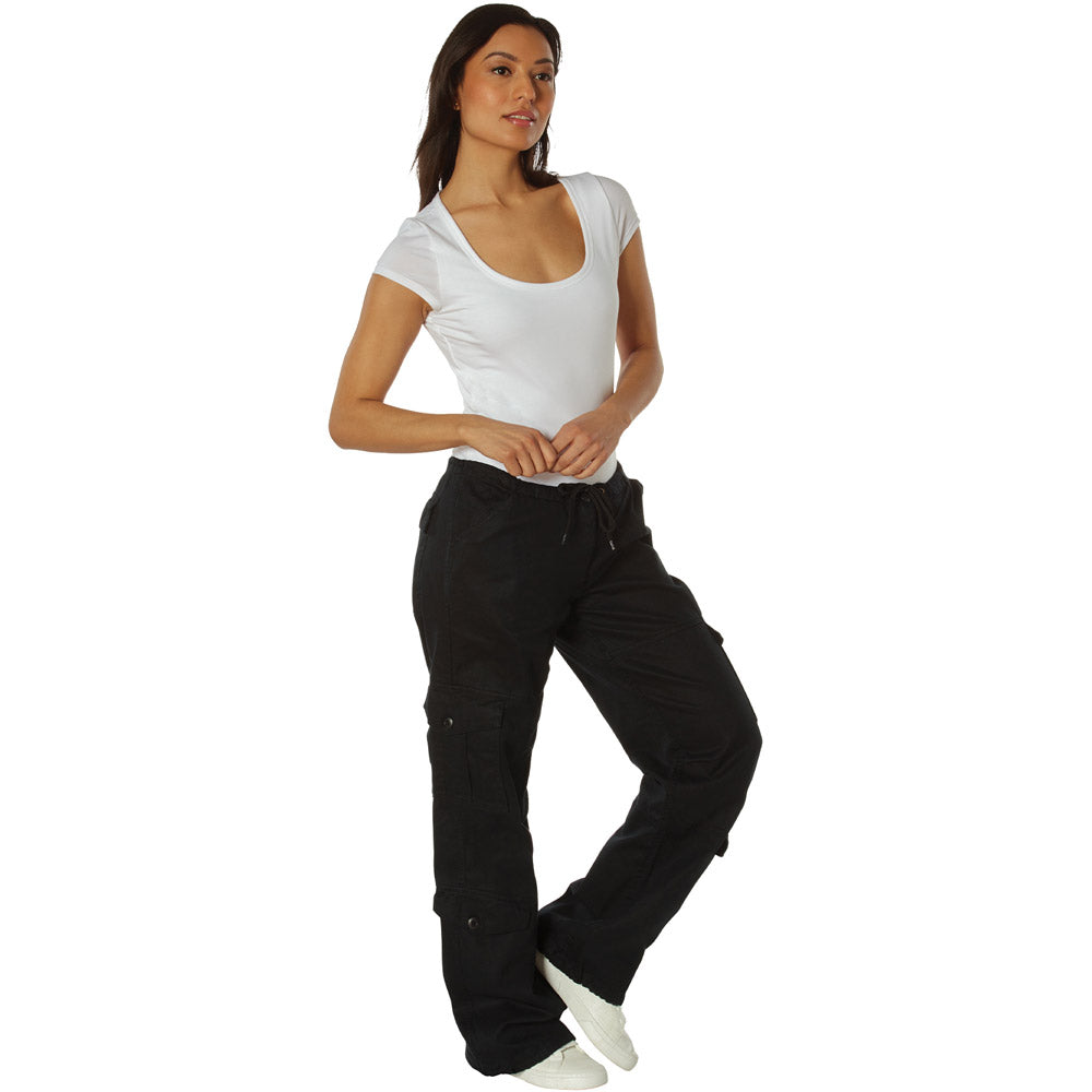 Women's Vintage Black Paratrooper Cargo Pants