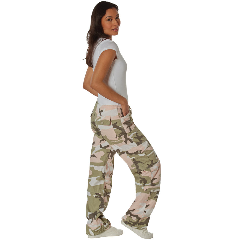 Women's Vintage Pink Camo Paratrooper Cargo Pants