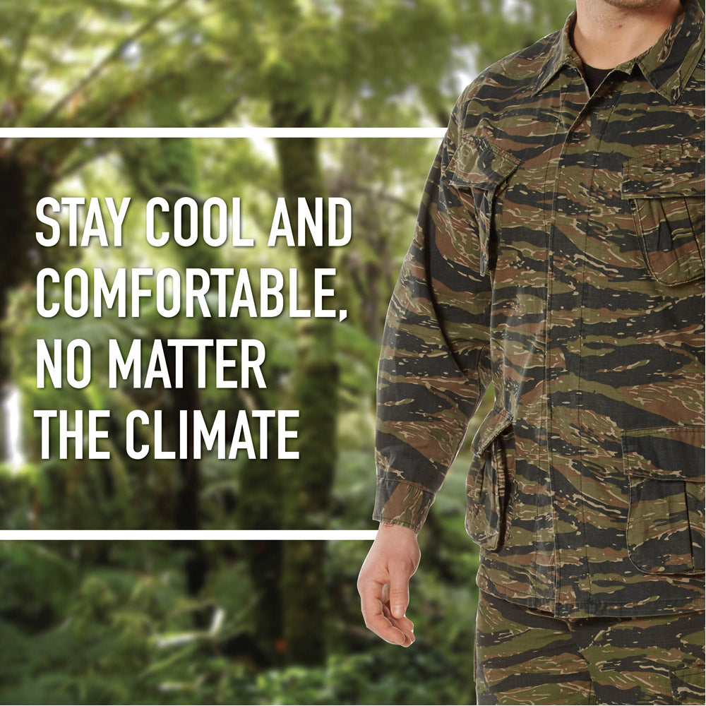 Vintage Vietnam Era Tiger Stripe Camo Military Fatigue Shirt