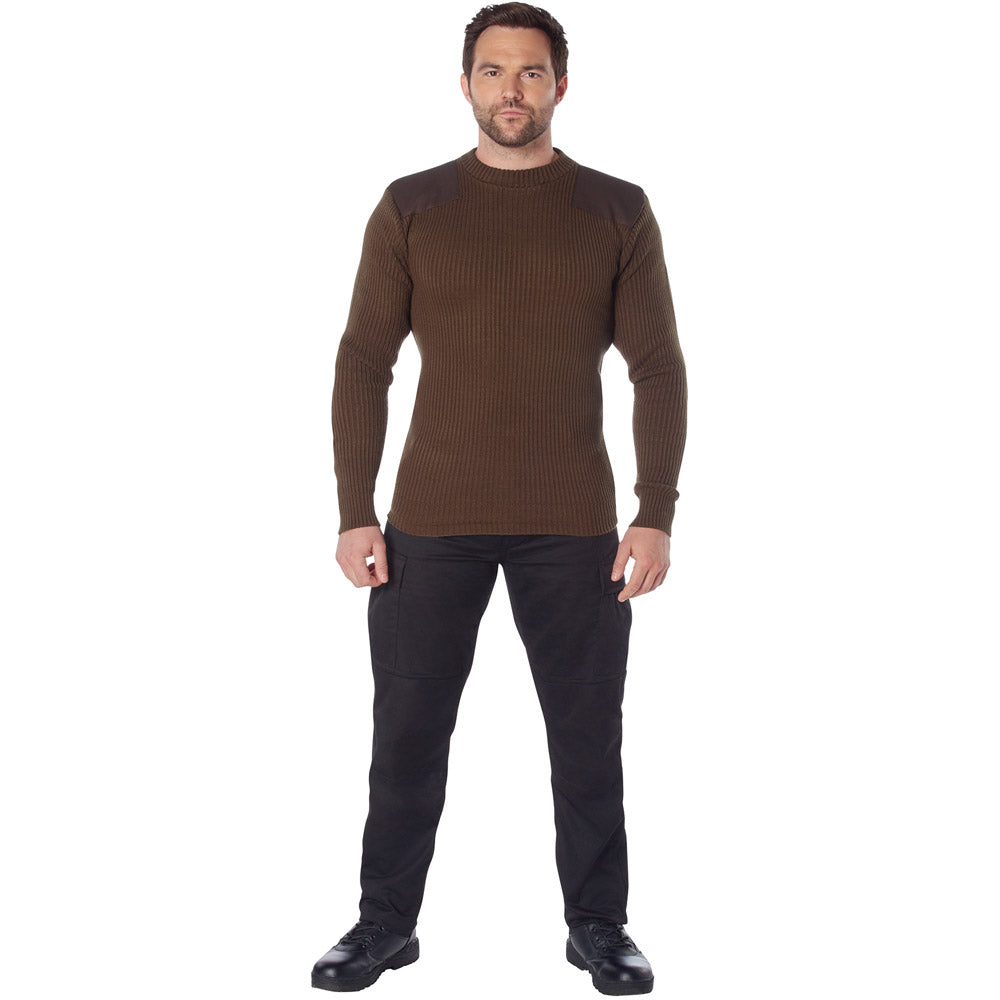 Brown Acrylic Crew Neck Commando Sweater