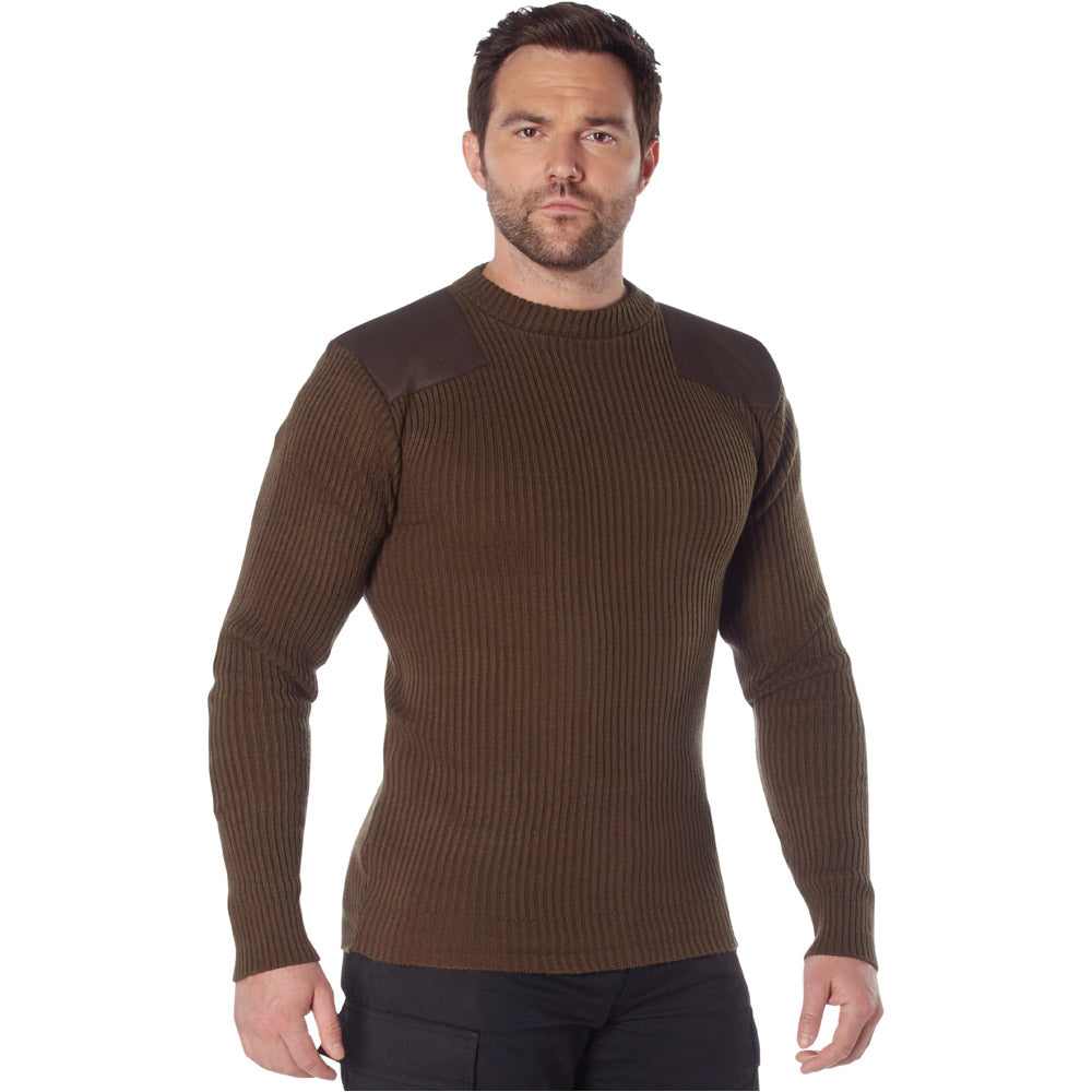 Brown Acrylic Crew Neck Commando Sweater